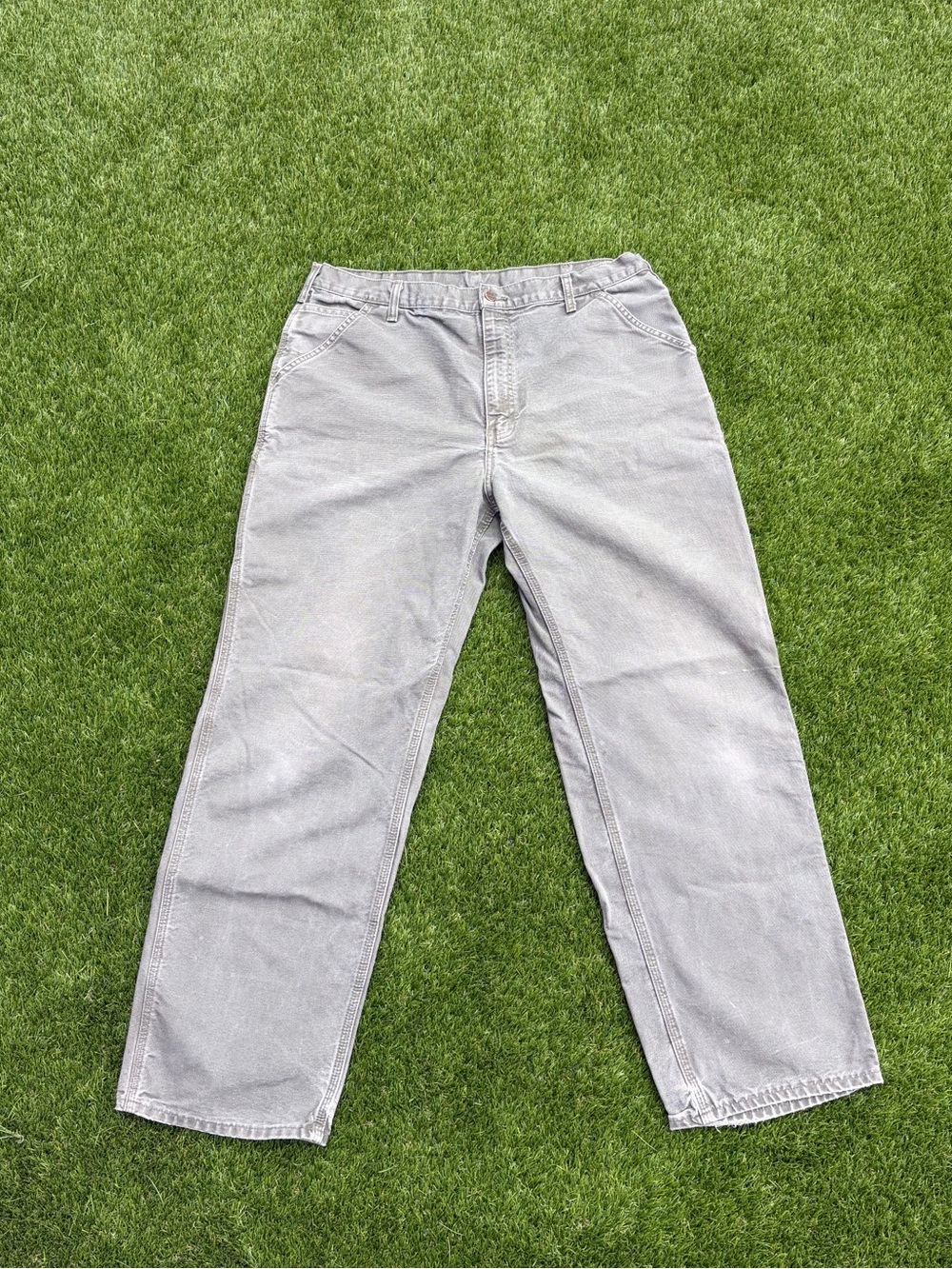 Carhartt B11 MOS Moss Green Carpenter Pants 38x34 Fits 36x32 Vintage Loose Fit